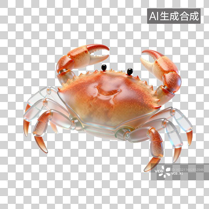 【AI数字艺术】透明多彩的螃蟹图片素材
