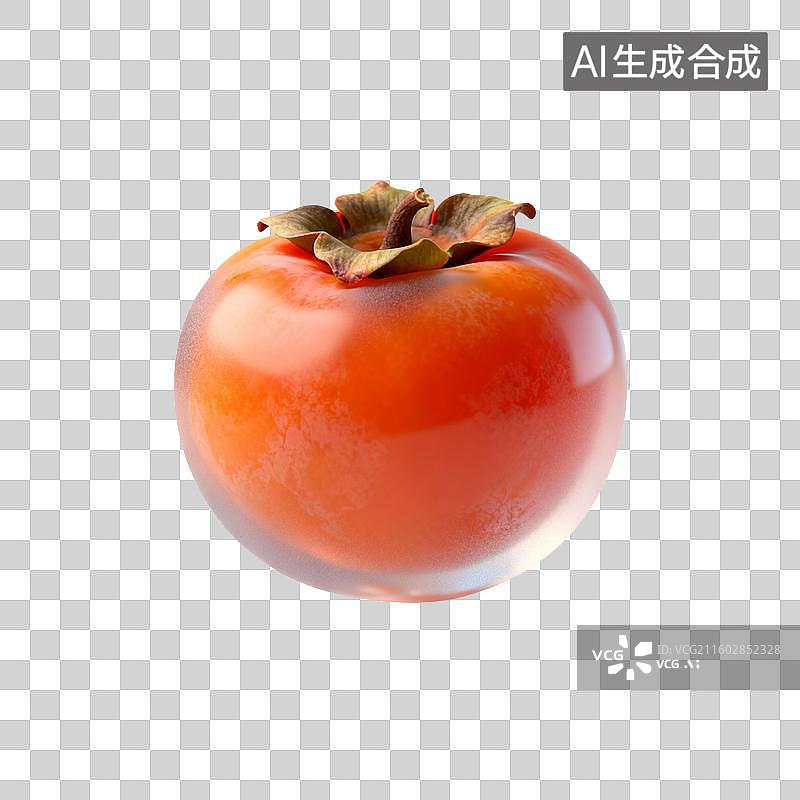【AI数字艺术】一颗鲜艳的柿子果实图片素材