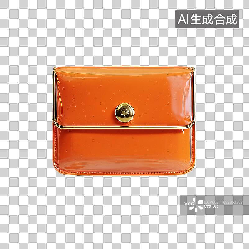 【AI数字艺术】橘色玻璃钱包金扣图片素材