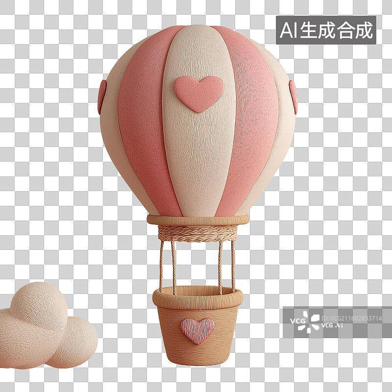 【AI数字艺术】3d心形热气球图片素材