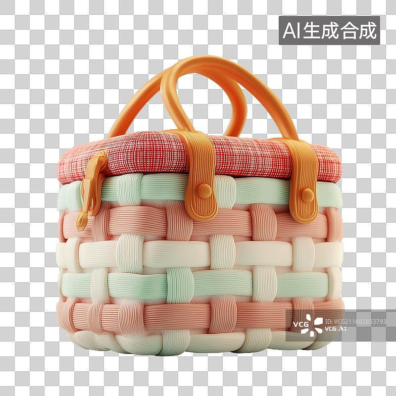 【AI数字艺术】3d野餐篮图标图片素材