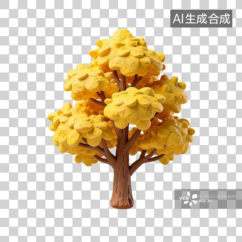 【AI数字艺术】粘土风格的树模型图片素材