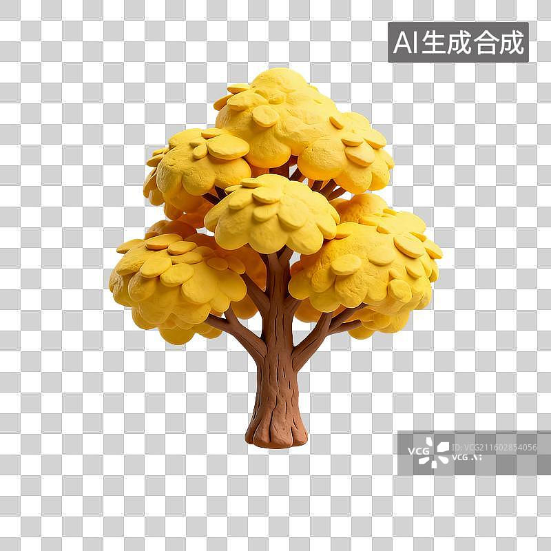 【AI数字艺术】粘土风格的树模型图片素材