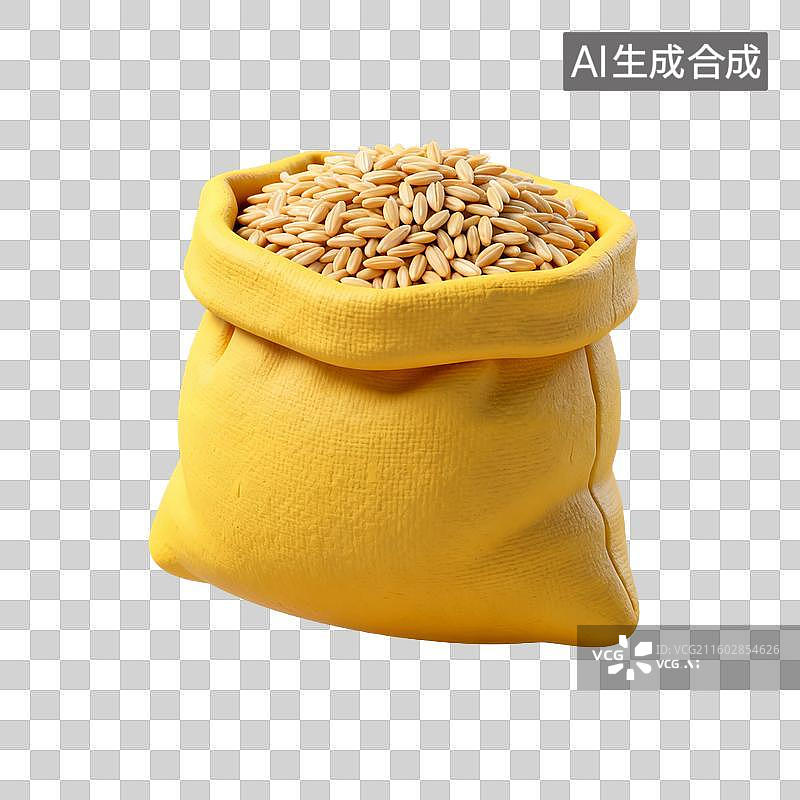 【AI数字艺术】黄色布袋装着谷物图片素材