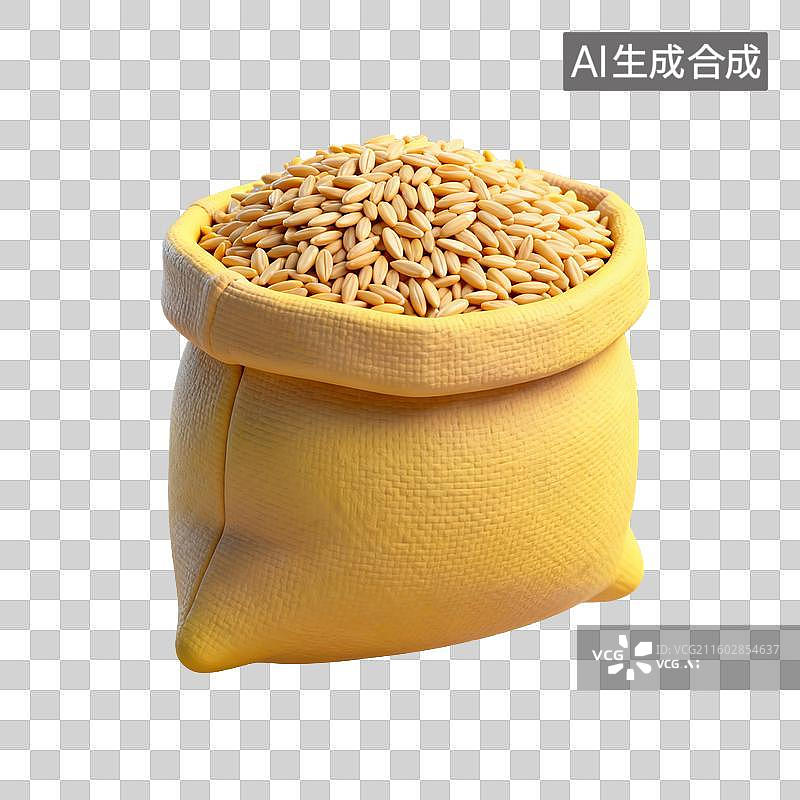 【AI数字艺术】黄色布袋装着谷物图片素材