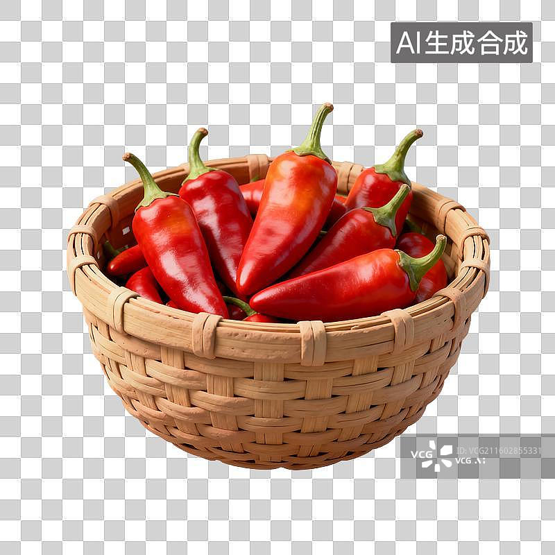 【AI数字艺术】一筐粘土风格的辣椒图片素材
