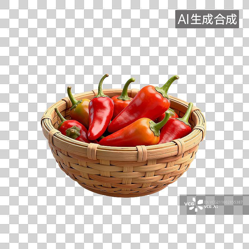 【AI数字艺术】一筐粘土风格的辣椒图片素材