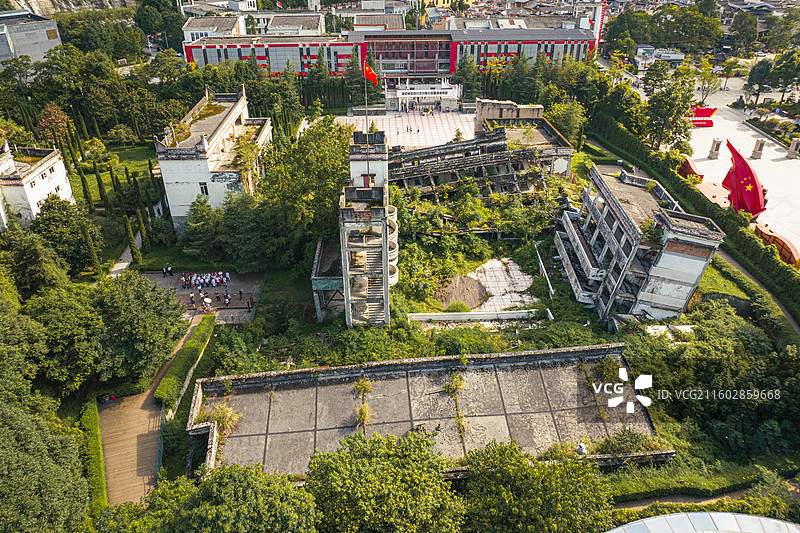 阿坝州，汶川地震漩口中学遗址图片素材