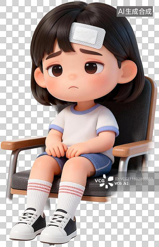 【AI数字艺术】卡通3D医疗健康儿童生病医生诊断日常预防插画元素图片素材