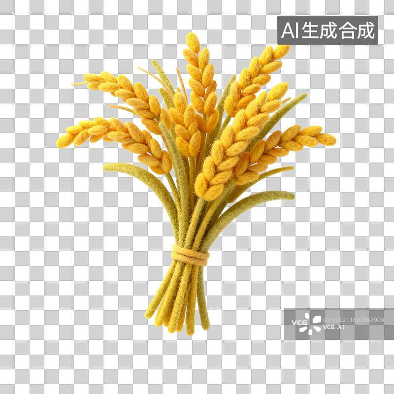 【AI数字艺术】毛毡风格的黄色稻穗特写图片素材