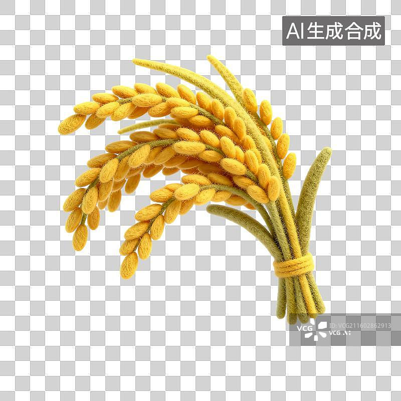 【AI数字艺术】毛毡风格的黄色稻穗特写图片素材