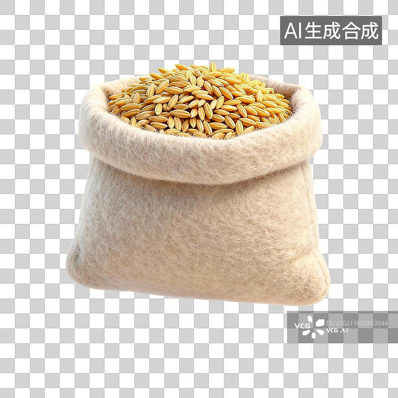 【AI数字艺术】装着黄色谷物的麻布袋图片素材