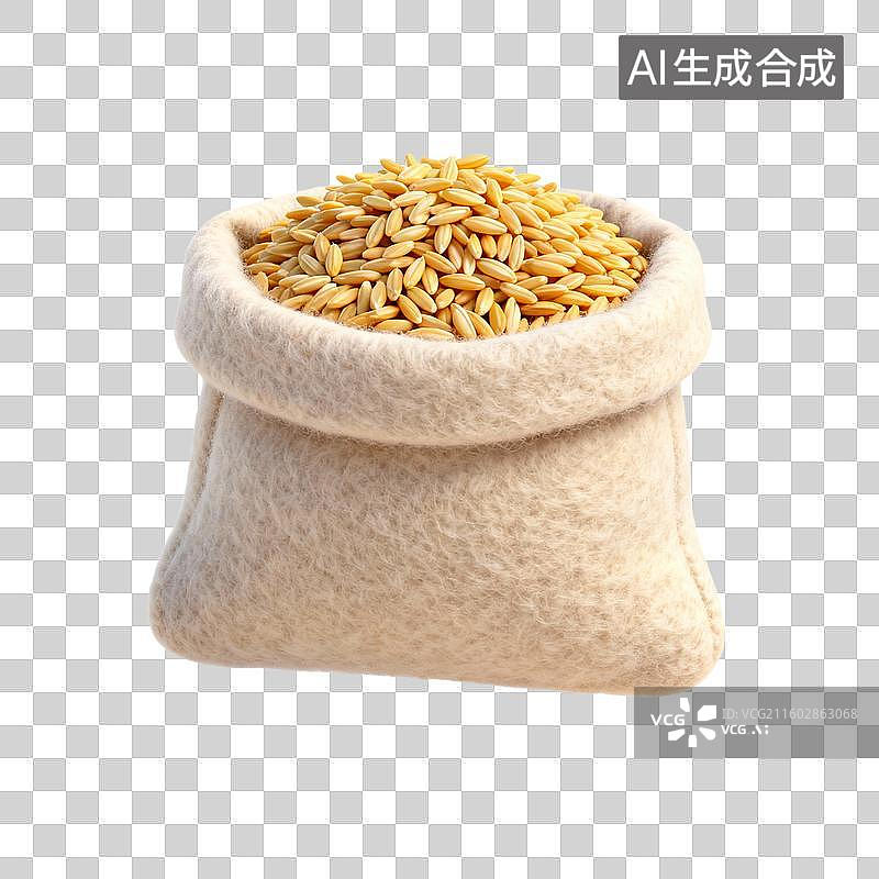 【AI数字艺术】装着黄色谷物的麻布袋图片素材