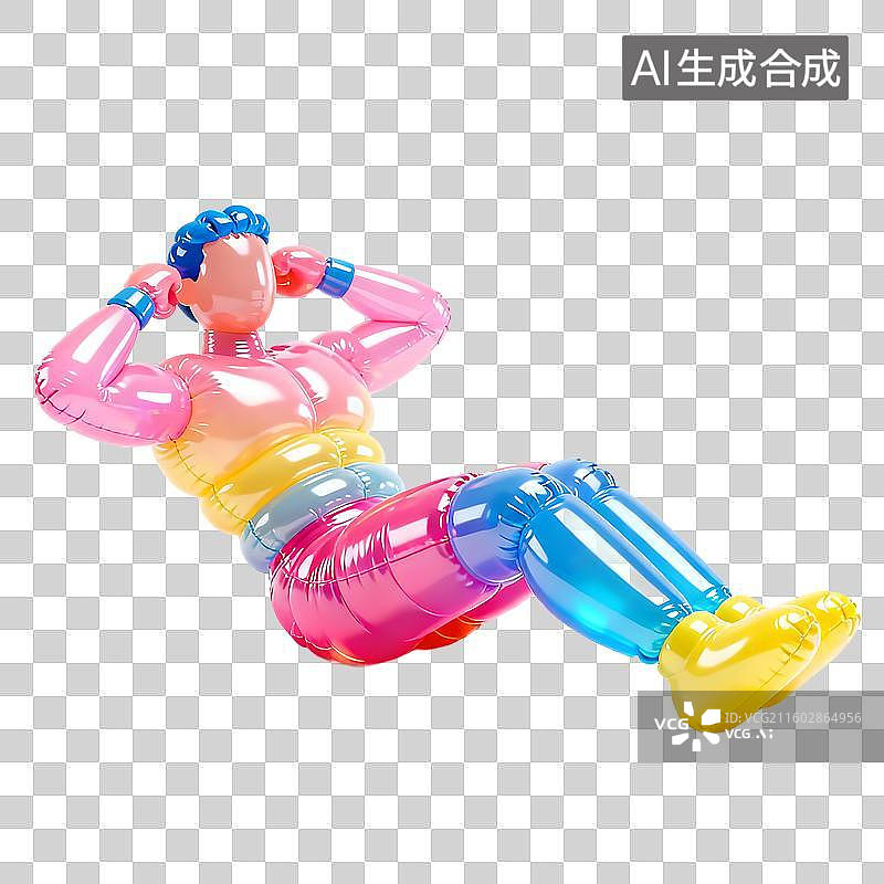 【AI数字艺术】科技感炫彩膨胀风运动元素建模图片素材