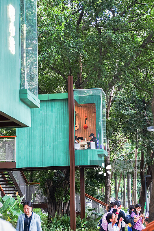 深圳上步绿廊公园琴小站 共享琴房树屋建筑与人文景观图片素材