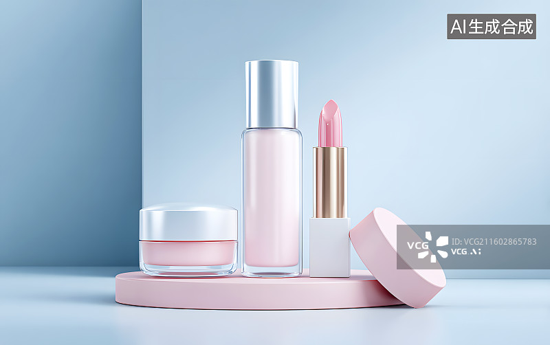 【AI数字艺术】女性化妆护肤品组合图片素材