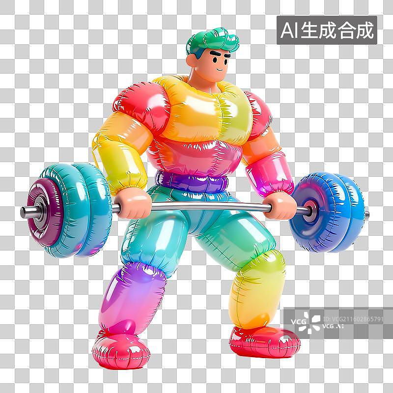 【AI数字艺术】科技感炫彩膨胀风运动元素建模图片素材