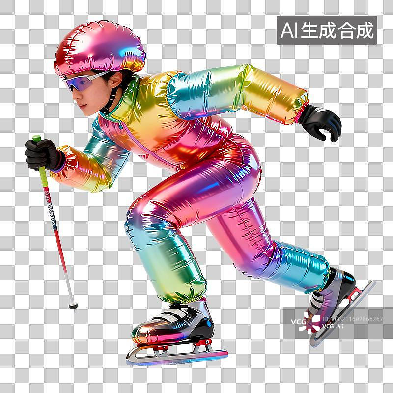 【AI数字艺术】科技感炫彩膨胀风运动元素建模图片素材