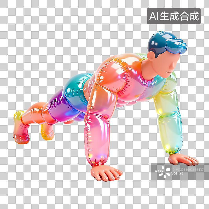 【AI数字艺术】科技感炫彩膨胀风运动元素建模图片素材