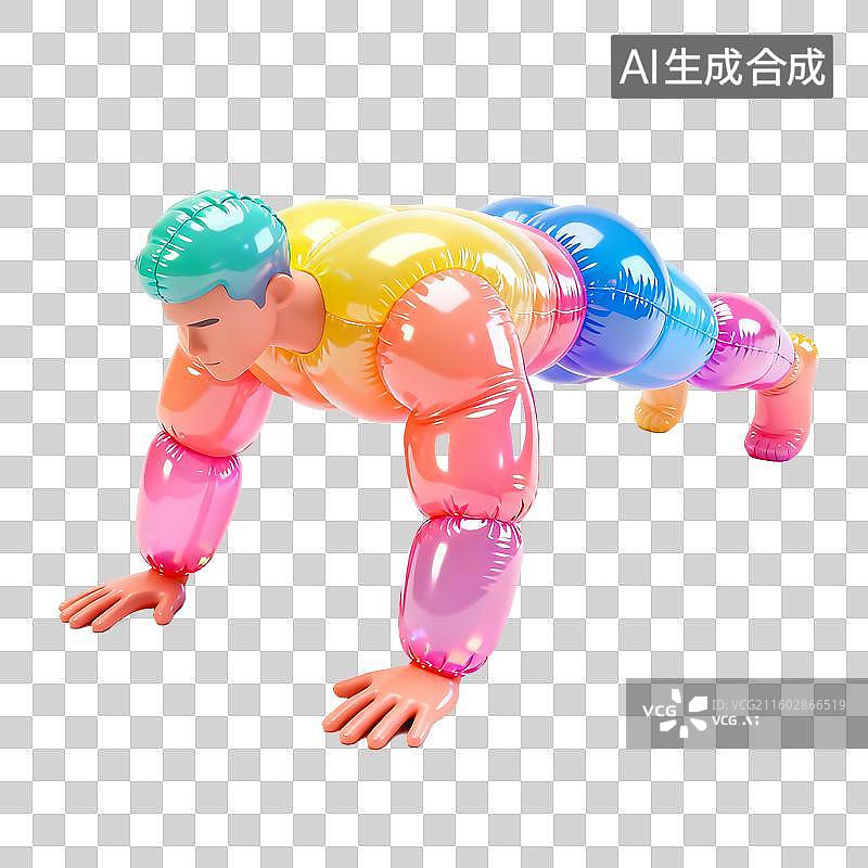 【AI数字艺术】科技感炫彩膨胀风运动元素建模图片素材