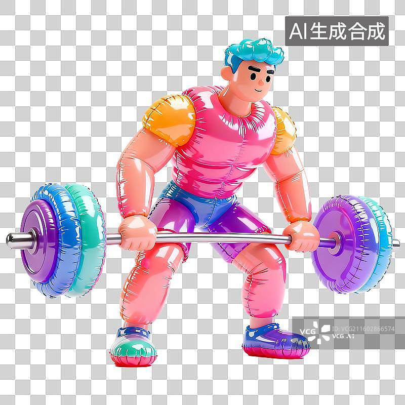 【AI数字艺术】科技感炫彩膨胀风运动元素建模图片素材