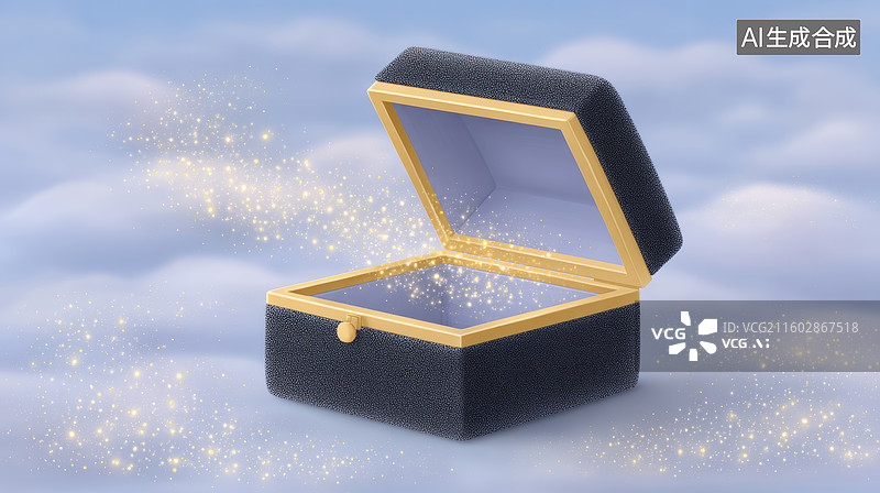 【AI数字艺术】一个打开的黑色首饰盒图片素材