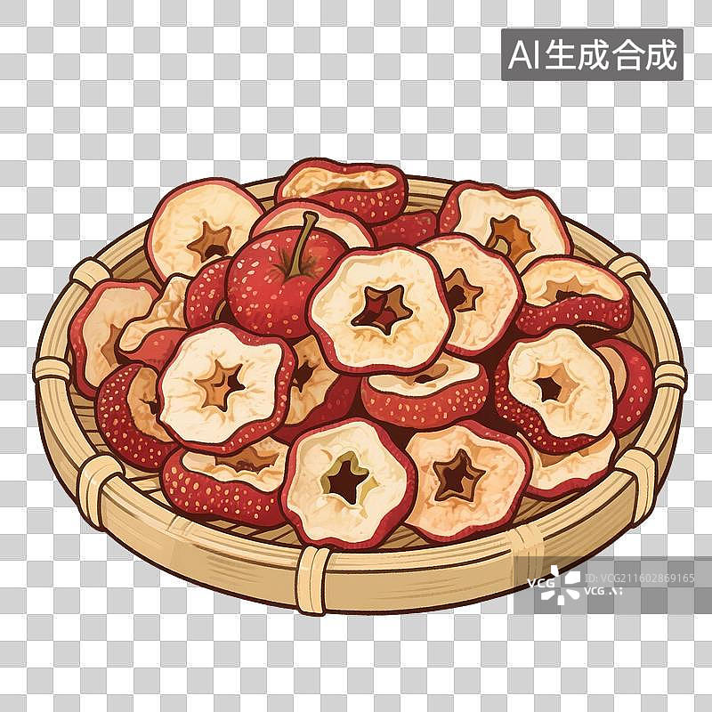 【AI数字艺术】手绘插画，山楂干，山楂片，花茶，中药饮片，免抠元素图片素材