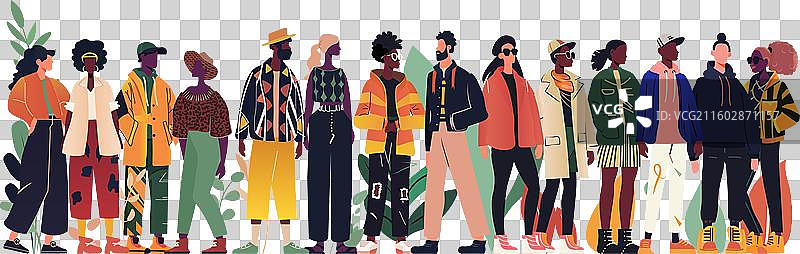 一群穿着时尚的多元化人群图片素材