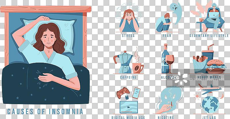 失眠的年轻女子躺在床上图片素材