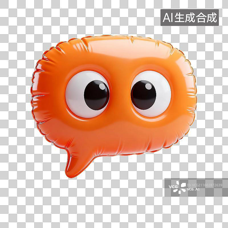 【AI数字艺术】3D渲染，充气膨胀风格，气泡对话框与表情符号，沟通联系，购物节，促销，免抠元素图片素材