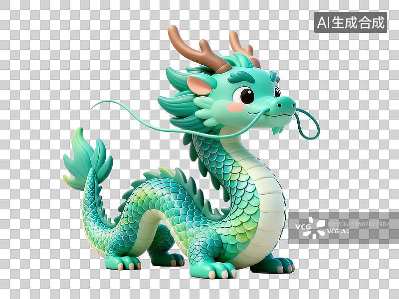 【AI数字艺术】二月二龙抬头精致卡通青龙免抠素材图片素材
