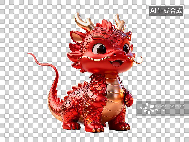 【AI数字艺术】二月二龙抬头精致卡通红龙免抠素材图片素材