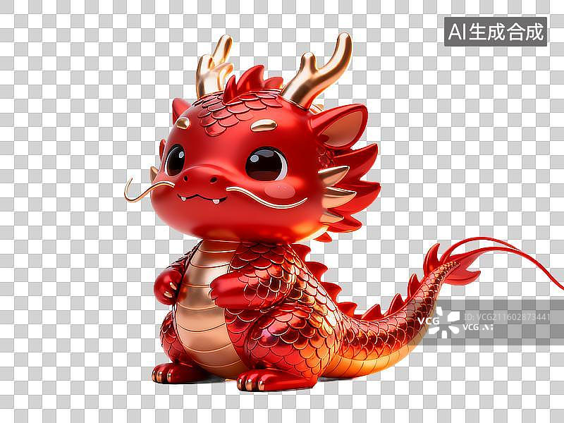 【AI数字艺术】二月二龙抬头精致卡通红龙免抠素材图片素材