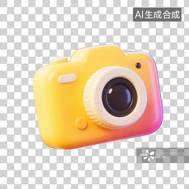 【AI数字艺术】3D渲染，相机，照相机，卡通图形图标，免抠元素图片素材