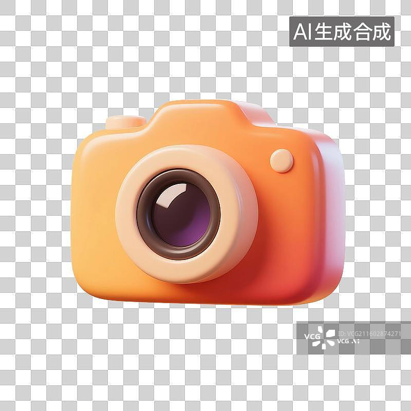 【AI数字艺术】3D渲染，相机，照相机，卡通图形图标，免抠元素图片素材