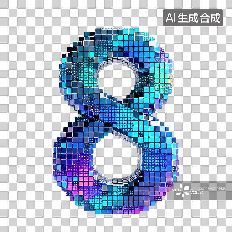 【AI数字艺术】3D立体数字元素图片素材