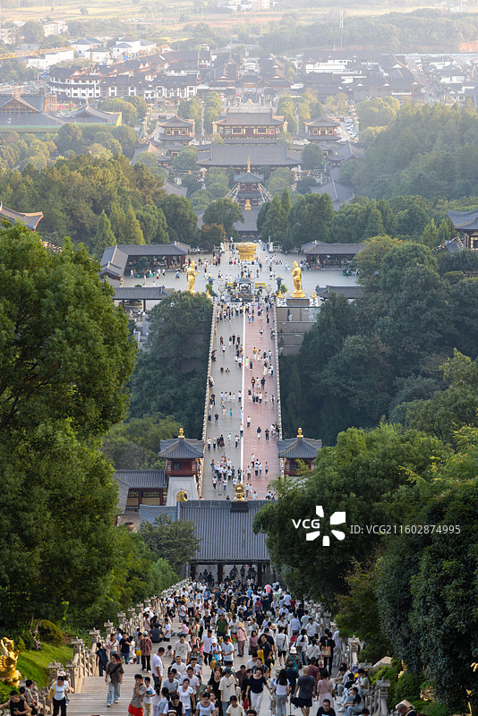 江西庐山东林大佛景区登山步道人文风光图片素材