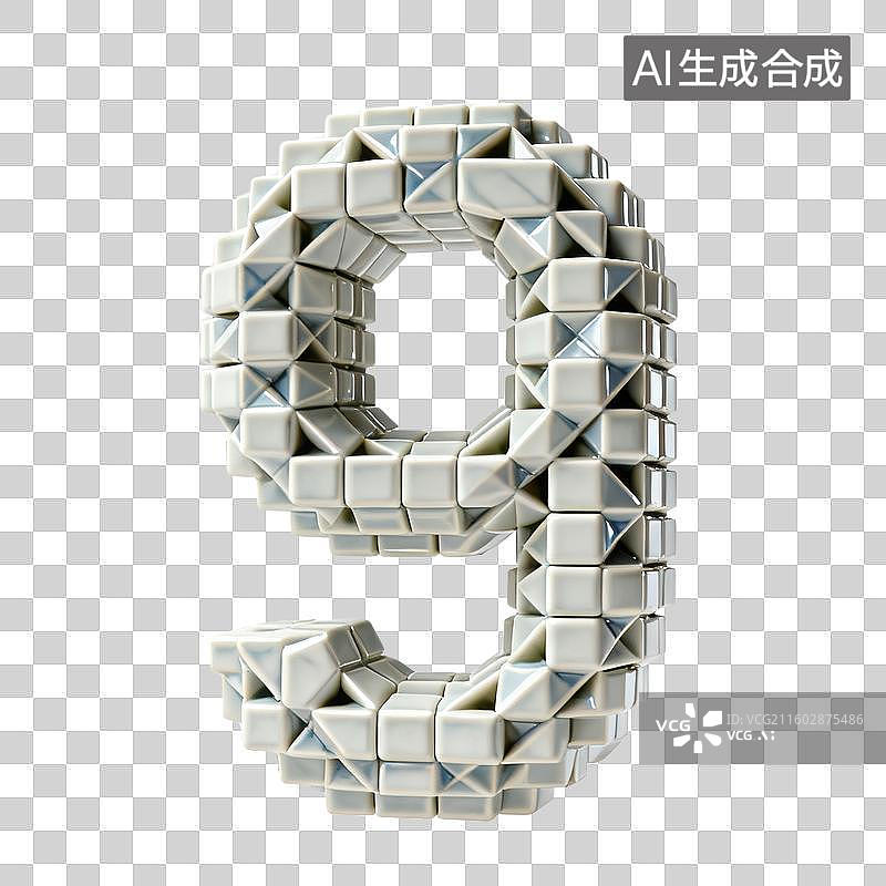 【AI数字艺术】3D白色陶瓷立方体模块拼接堆叠立体数字元素图片素材