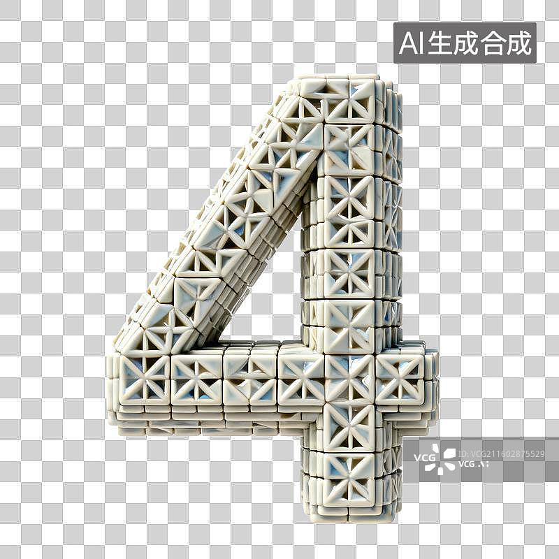 【AI数字艺术】3D白色陶瓷立方体模块拼接堆叠立体数字元素图片素材