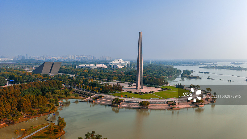 航拍安徽省合肥市包河区渡江战役纪念馆风光图片素材