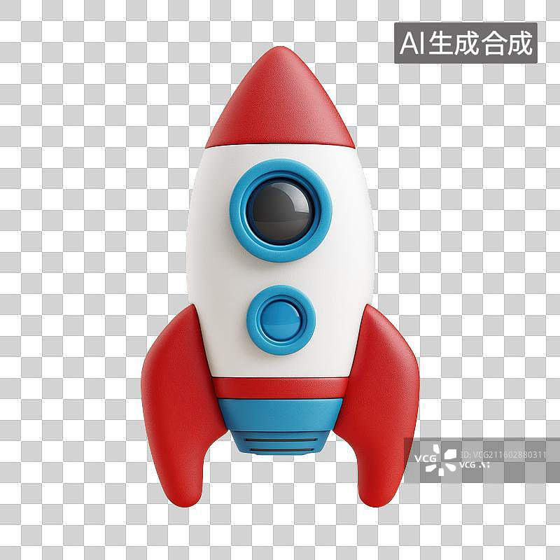 【AI数字艺术】红色白色火箭玩具模型图片素材