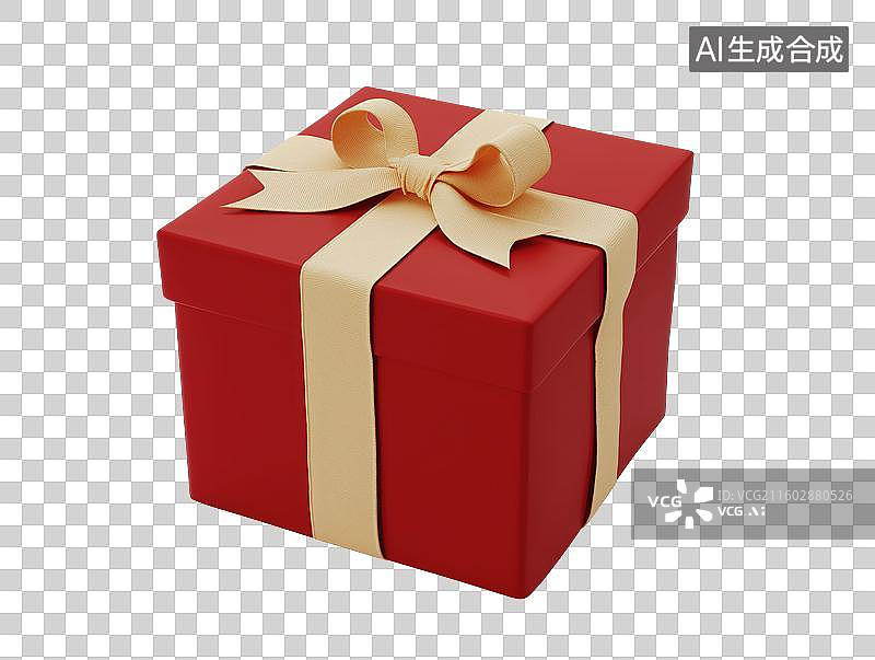 【AI数字艺术】红色礼盒系着蝴蝶结图片素材