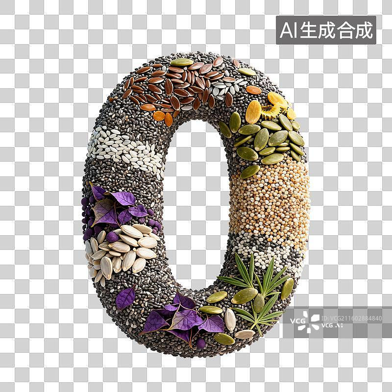 【AI数字艺术】3D食物种籽谷物花瓣立体数字元素图片素材