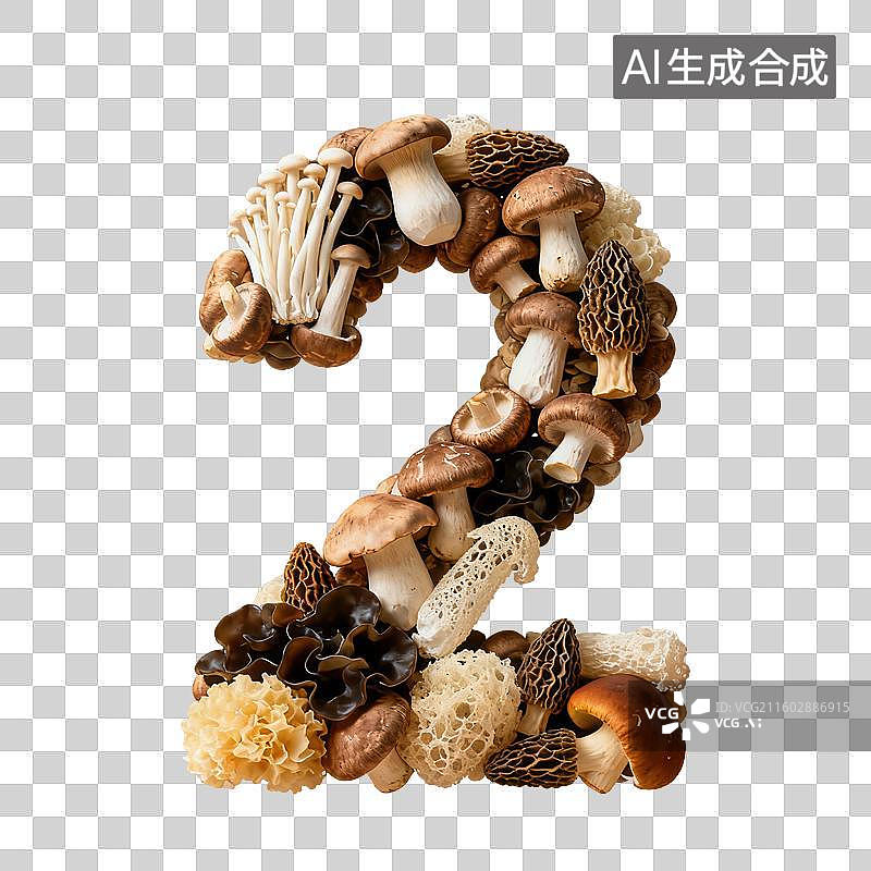 【AI数字艺术】3D菌菇风格立体数字元素图片素材