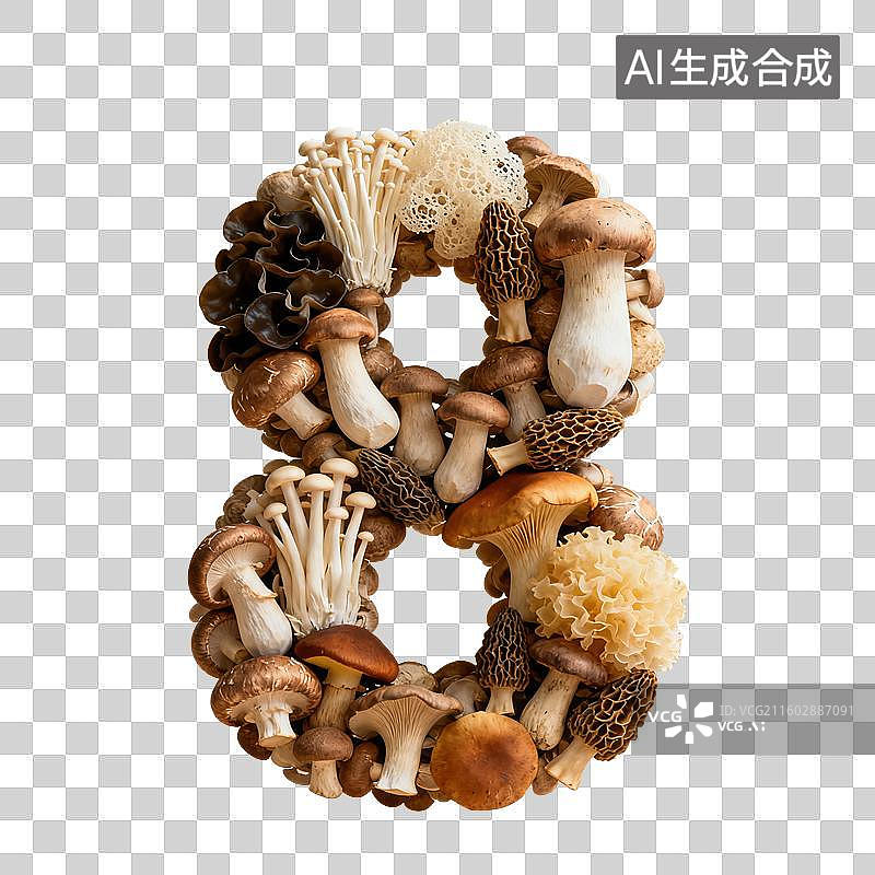 【AI数字艺术】3D菌菇风格立体数字元素图片素材