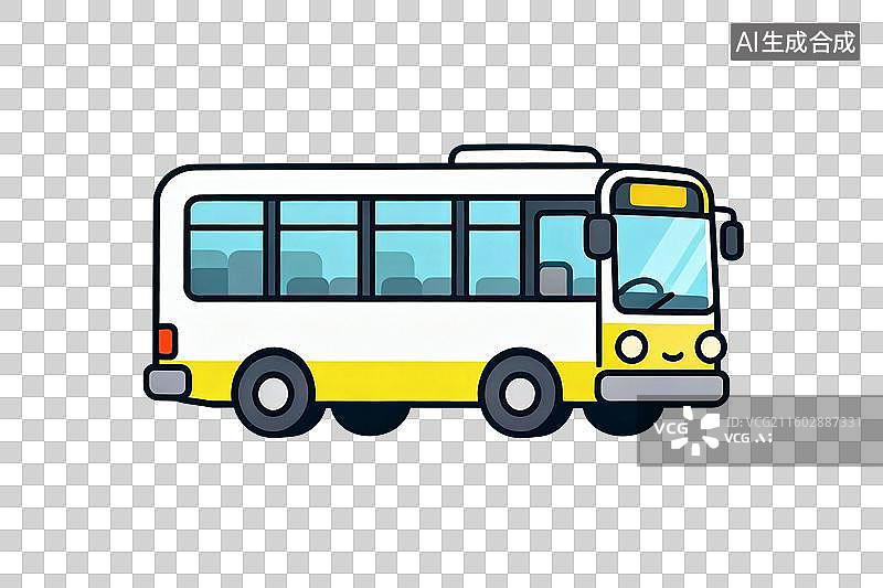 【AI数字艺术】卡通风格，一辆城市公交巴士PNG格式的免扣元素图片素材