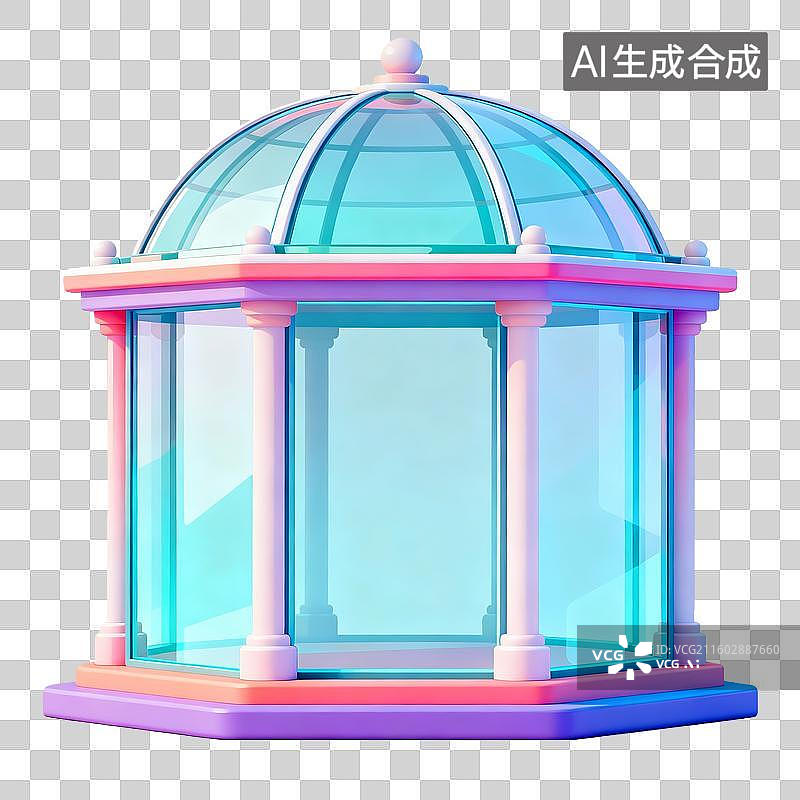 【AI数字艺术】琉璃材质的八角亭图片素材