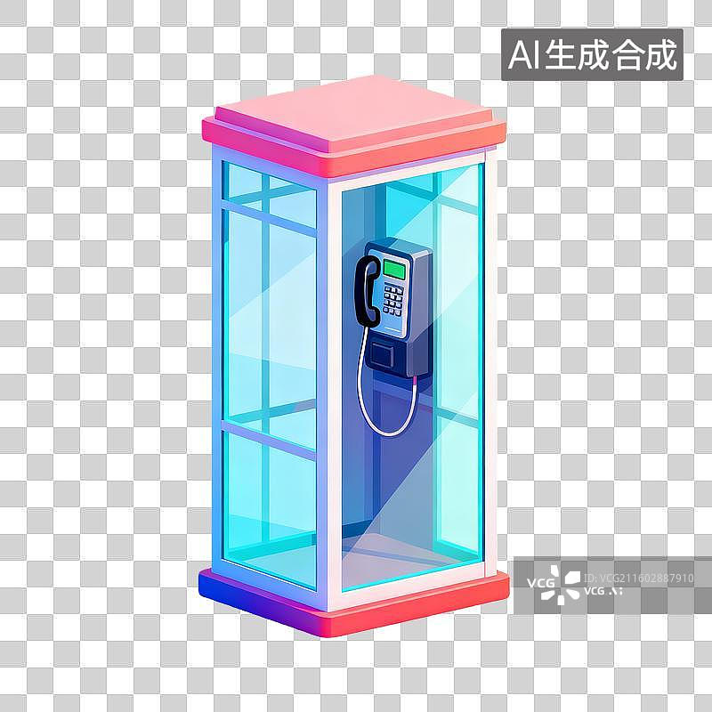 【AI数字艺术】琉璃材质的老式电话亭图片素材