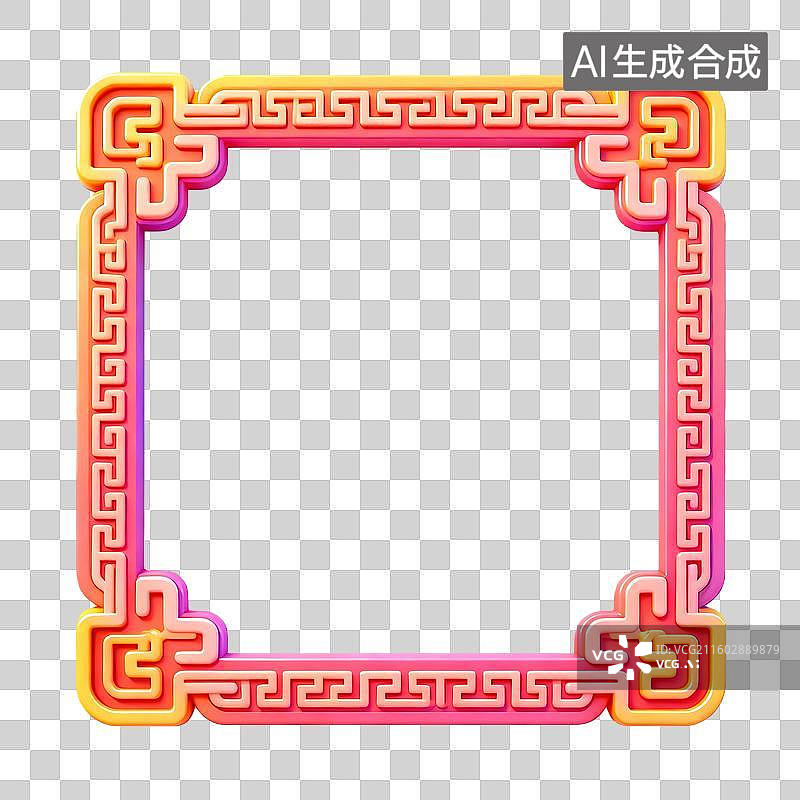 【AI数字艺术】传统边框回纹元素图片素材