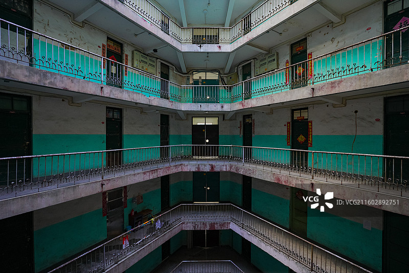 福建省三明市三元区，三钢职工之家，群英三村15号楼，前苏联风格，三角楼图片素材